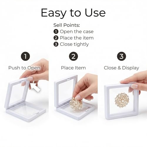 Chiegeguu 6 Pack 3D Floating Display Case, Clear Jewelry Display Box with Suspended Film, Transparent Storage Holder for R...