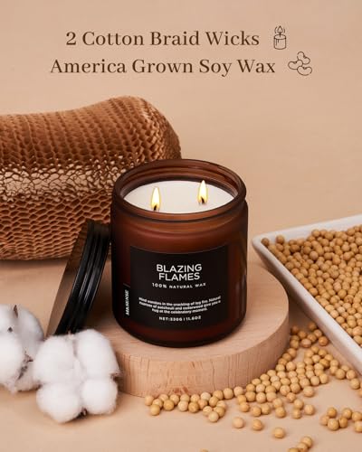 M&SENSE Blazing Flame Warm Winter Scented Candles, 11.6oz 70 Hours Long Lasting Candle for Home Decor Housewarming Gift, 2...