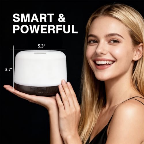 Aroma Diffuser with 3 Essential Oils Set,500ml Aromatherapy Essential Oil Diffusers for Large Room,Mini Humidifier for Hom...