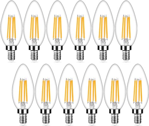 12-Pack Dimmable E12 LED Candelabra Bulbs 40Watt Equivalent, 2700K Warm White, 450Lumens, 4W B11 Vintage Chandelier Light ...