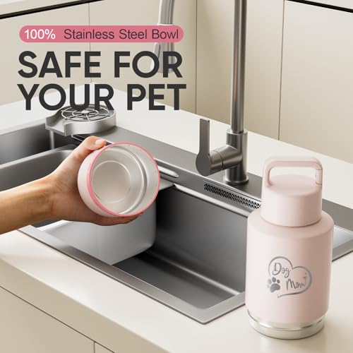 Dog Mom Gift, Insulated Dog Water Bottle with Travel Bowl, Women Christmas, Birthday for DogLover, Portable Water Bottle D...