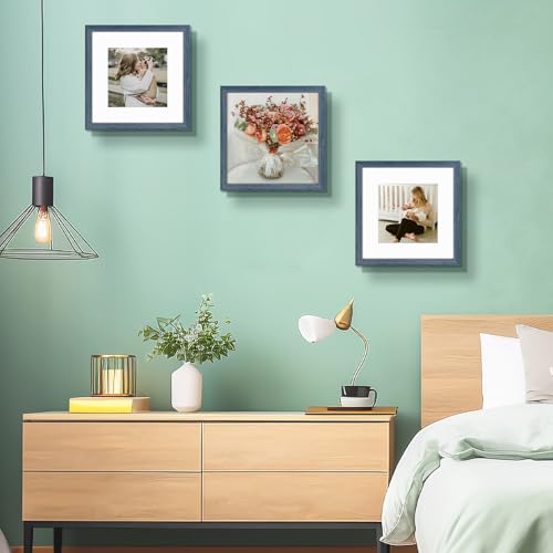 Golden State Art 12x12 Picture Frame with Mat for 8x8 Picture - Engineered Wood Shatter Resistant Plexiglass - Gallery Wal...