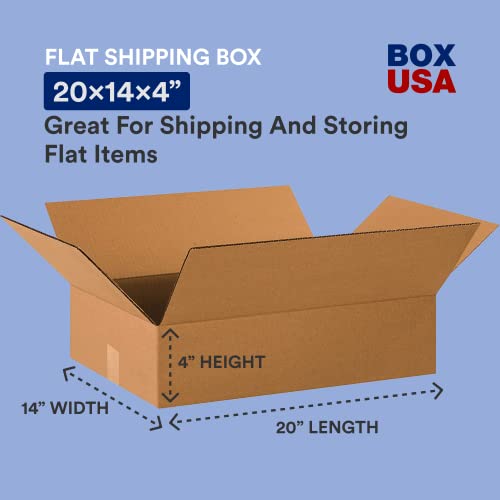 BOX USA Shipping Boxes Medium 20"L x 14"W x 4"H 25-Pack, Cardboard Box for Shipping, Moving, Mailing, Packing, Packaging a...