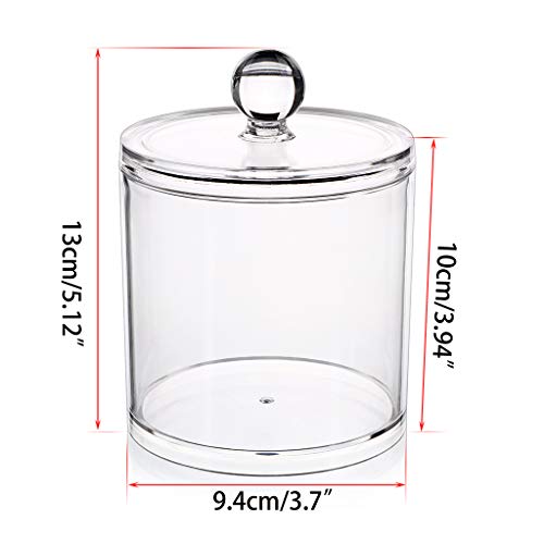 Hipiwe Cotton Ball and Swab Organizer with Lid Apothecary Acrylic Jar Makeup Qtip Organizer Bathroom Storage Canister Jar ...