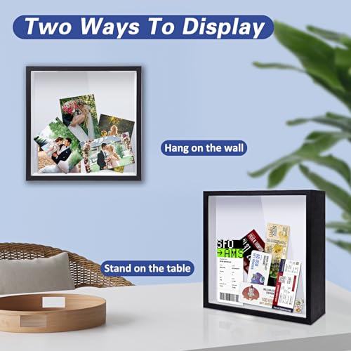 ZEEYUAN Adventure Archive Box 12x12inch Adventure Box for Travel Life in a Box Memories Shadow Box with Slot, Top Loading ...