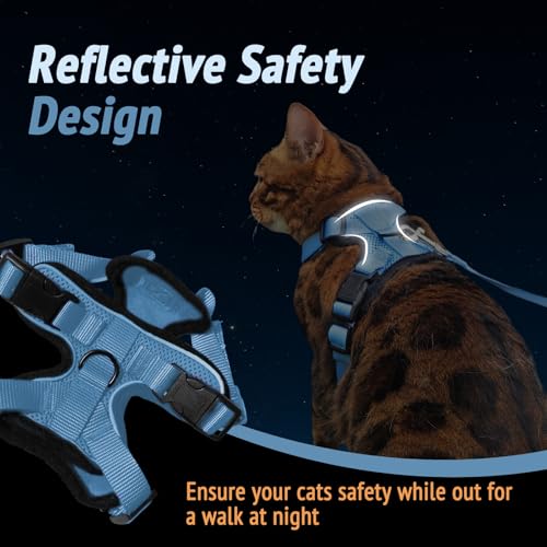 Cat Harness and Leash Set,Escape Proof Adjustable Cat Harness,Soft and Breathable Kitten Harness and Leash with Reflective...