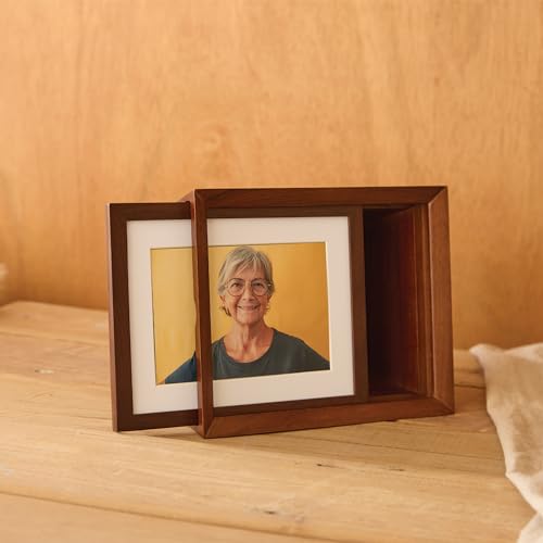 AspenStudio Photo Urn for Human Cremation Walnut Wooden Urn with Picture Frame Decorative Urn by Aspen Studio
