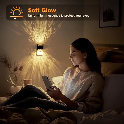 JandCase Night Lights Plug into Wall, 2 Pack Star Projector Night Light with 3000K Soft White, Automatic Galaxy Nightlight...