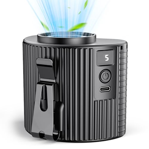 Koonie Portable Mini Waist Fan with LED Display, Personal Cool Clip Belt Fan with 5 Speeds, 11000 RPM Strong Airflow, Unde...