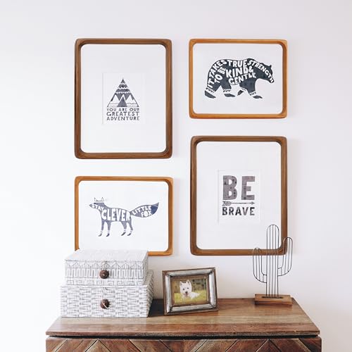XKIILH 11x14 Picture Frames Walnut Solid Wood with Real Glass Vertical Horizontal Standing Display Photos 5x7/8x10 with Ma...