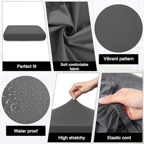 Newwiee 8 Pcs Stretch Patio Outdoor Cushion Covers Replacement for 4 Backrests and 4 Patio Cushions Covers, Waterproof Cou...