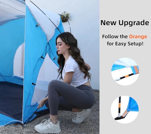 Beach Tent, Portable Sun Shelter for 2/3/4/6-8 Person with UPF 50+ UV Protection, Easy Setup Waterproof Beach Shade Canopy...