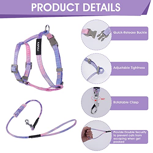 TIESOME Cat Harness and Leash Set, Adjustable Gradient Kitten Harness Escape Proof Harness with Leash for Kitty Outdoor Wa...