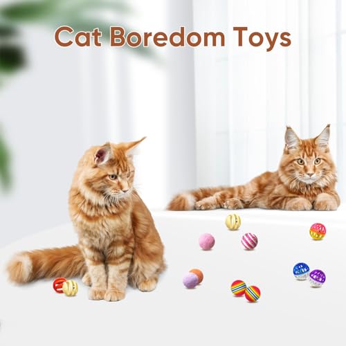 YULOYI Cat Toys for Indoor Cats, Cat Toys Balls, 20 Packs Interactive Cat Toy Set with Colorful Bell, Jingle Bell, Rainbo...