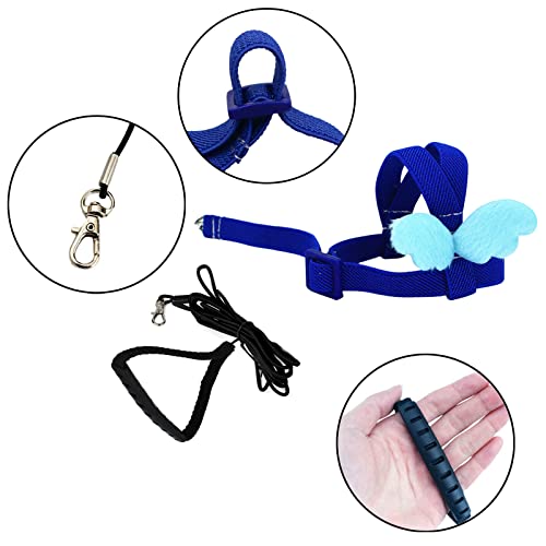 Budgerigar Harness and Leash, Adjustable Parrot Bird Training Design Anti-Bite, Bird Nylon Rope with Cute Wing for Budgeri...