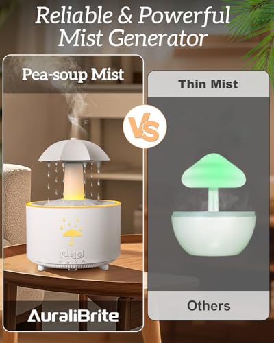 Aesthetic 2-in-1 Humidifier Oil Diffuser with 360° Rotating Raindrop & 7 LED Mood Lights,Ultrasonic Quiet Cool Mist Humidi...