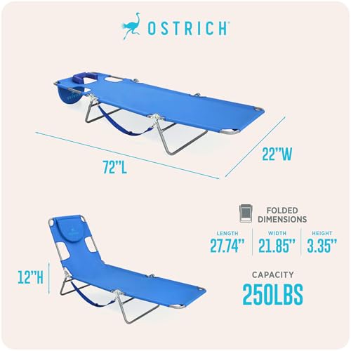 Ostrich the Original Chaise 72 x 22 Inch Lounge Portable Reclining Lounger, Outdoor Patio, Beach, Lawn, Camping, or Pool T...