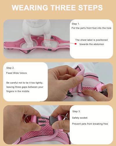 JUFOO XXS Black Soft Mesh Dog Harness and Leash Set,No Escape Puppy Harnesses for Training Walking， Reflective Adjustable ...