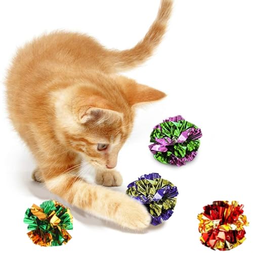 hersmile Cat Toys for Indoor,35 Pack Interactive Cat Toy Pack Including Crinkle Balls,Sparkle Balls,Spiral Springs for Mos...