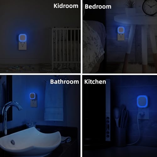 YUNLEX 2 Pack Azure Night Light, Crisp Modern Glow with Dimmable Soft Light & Indirect Reflection, Auto Dusk to Dawn Senso...