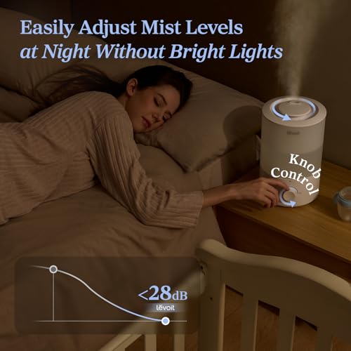 LEVOIT - Humidifiers for Bedroom - Quiet (3L Water Tank) - Cool Mist/Top Fill/Essential Oil Diffuser/25Watt - Home/Large R...