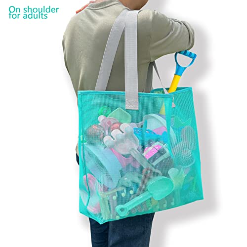 hsmyank 2Pack Large lightweight Simple Mesh Beach Tote Bag With snap Button Reusable Pool Bag for Outdoor Travel Shopping Gym