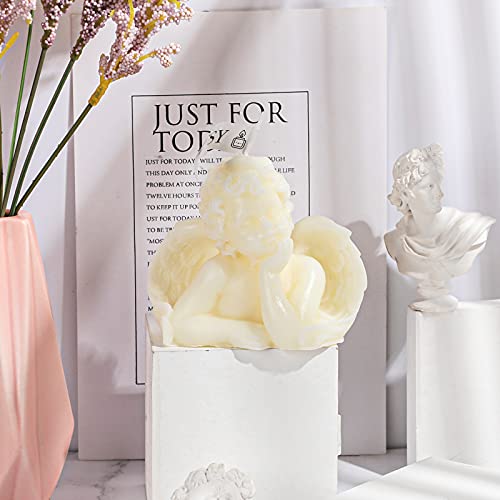 Nuanchu 2 Pieces Eclectic Angel Decor - White Angel Scented Candle Wax Vegan Candle for Trendy Bedroom Decorative