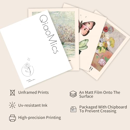 QIAOMICS Wall Art Prints Aesthetic,Flower Market Wall Art Prints for Bedroom,Monet&Van Gogh Poster,Colorful Abstract Girls...