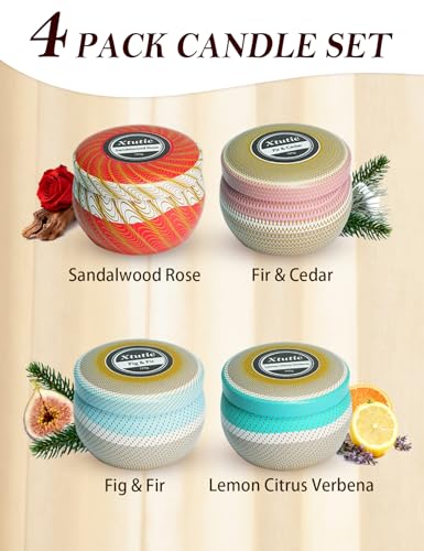 Xtutic Candle Set 4 Pack Candles- Scented Candles Gift Set for Home, Long-Lasting Ambiance for Living Room & Bedroom, Smal...