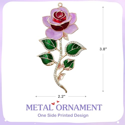 WaaHome Red Rose Anniversary Birthday Gifts for Her Girlfriend - Metal Rose Ornaments for Tree Decorations, Romantic Flowe...