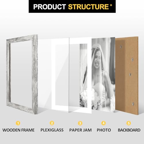 TOFOREVO Picture Frames 8x10 Set of 2 Distressed White Wood Grain Photo Frame for Gallery Wall Mounting or Tabletop Display