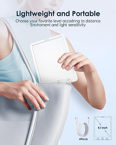 SUXIO Light Therapy Lamps Rechargeable, 10000 Lux Sunlight Lamp with Wake-Up Function, Daylight Lamp with Memory Function,...