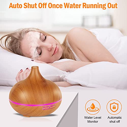 Aroma Diffuser for Essential Oils，550ml Aromatherapy Diffuser Ultrasonic Cool Mist Humidifier for Home with 7 Light Color...