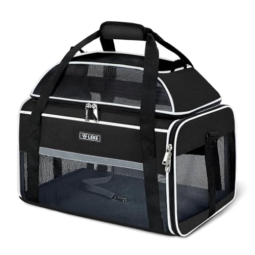 Lekereise Top-Expandable Pet Carrier 17x11x9.5 Inch Alaska Hawaiian Airline Approved Soft Sided Underseat to 12lbs Travel ...