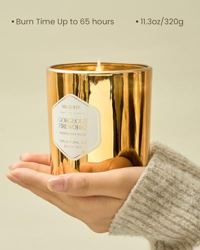 M&SENSE Gorgeous Fireworks Floral Scented Candle, 11.3oz Aromatherapy Gifts 70 Hours Long Lasting Burn, Cotton Wick Natura...