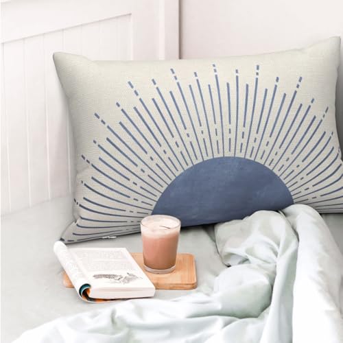 JEFERSO Summer Blue Pillow Covers 12x20 Set of 2 Stripes Sunshine Decorations Outdoor Throw Pillows Boho Sunset Sun Decora...