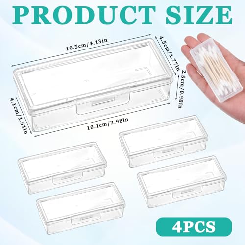 4PCS Cotton Swab Holder for Travel, Floss Picks Case, Portable Small Dental Floss Holders, Cotton Swab Boxs Travel Storage...