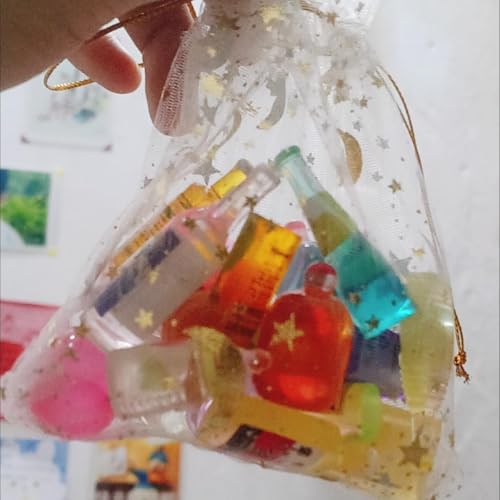 60 Pieces Moon Star Organza Jewelry Candy Bags, 3.5”X 4.7” 3 Colors Little Mesh Candy Gift Bags, Organza Favor Gift Pouche...