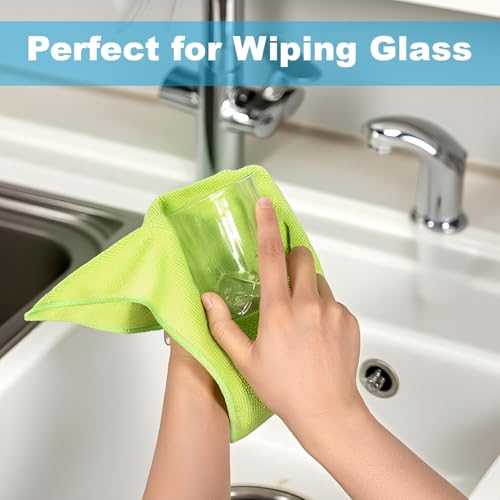 INFICRIME Microfiber Cleaning Cloths, 15 Pack Cleaning Rags, Wet and Dry Use Cleaning Towels, Highly Absorbent and Soft Fe...