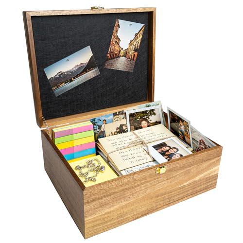Keepsake Box – Wooden Keepsake Memory Box with Hinged Lid, Tree of Life Engraving, Large Acacia Wood Box 11"x8.6"x5", Felt...