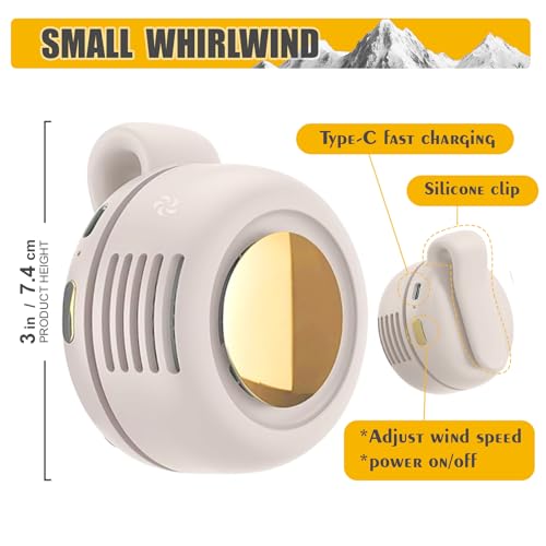 Portable Silent Mini Bladeless Electric fan Clip-On,3-Speed Rotatable Hands-FreeClip-On Fan for Shirt and Waist,Portable M...