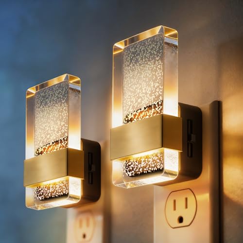 DORESshop LED Night Lights Plug Into Wall [2 Pack], 0-100LM Dimmable Nightlight, Bubble Decorative Night Light with Dusk-t...