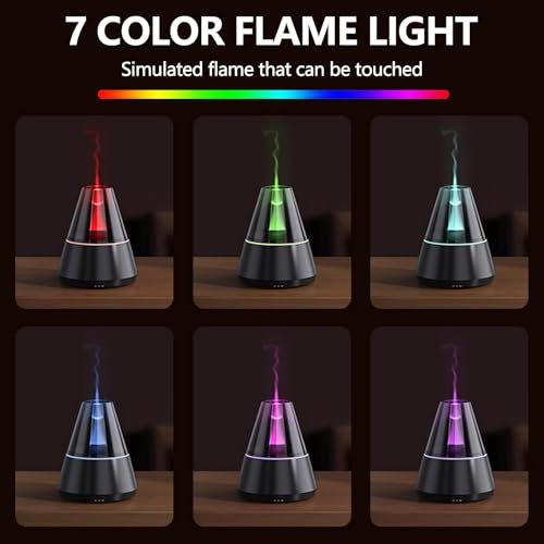 Flame Essential Oil Diffuser, Upgrade 7 Colour Lights Aromatherapy Diffuser, Oil Diffuser, Air Humidifier, Aroma Diffusers...