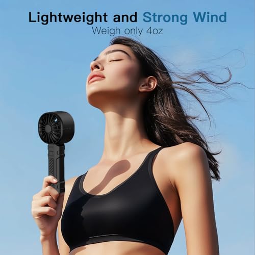Portable Handheld Turbo Fan, Personal Mini Fan with Digital Display, 3 Wind Speeds 3000mAh Battery USB Rechargeable Hand H...