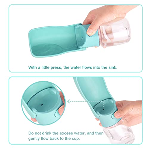 Foldable Dog Water Bottle, 2in1 Portable Leak Proof Puppy Drinking Bottle Dispenser for Puppy Small Medium Large Dogs, Dis...