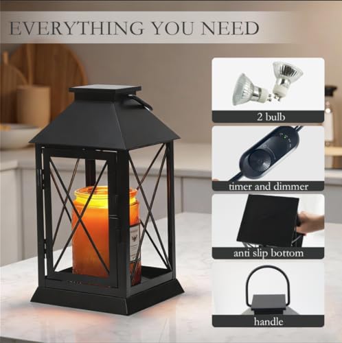 Candle Warmer Lamp with Timer,Compatible with 3 Wick Candles/Large Candel Jars,Vintage Lamp Candle Warmer Lantern,Dimmable...