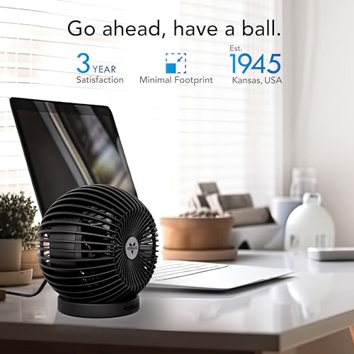 Vornado SPHERE Personal Adjustable Fan, Quiet Operation, Targeted Cooling Airflow, 2 Speed Settings, Manual Control, Detac...