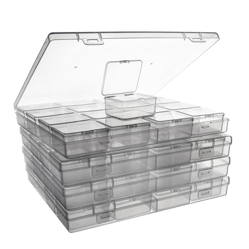 ZIIYAN Bead Storage Containers - 64 Clear Plastic Bead Organizer Boxes with Hinged Lid, Craft Organizers and Storage for D...
