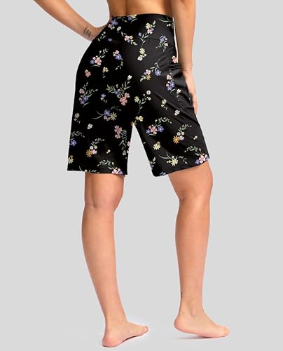 G Gradual Women's 9" Long Swim Board Shorts with Pockets High Waisted Knee Length Beach Swimming Shorts for Women with Liner