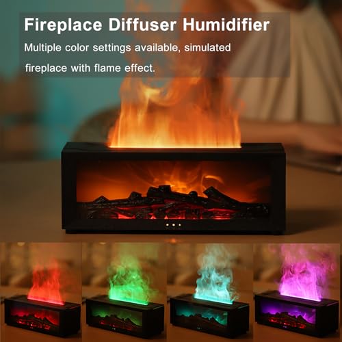 Essential Oil Diffuser, Fireplace Flame Air Diffuser Humidifier,7 Colors Aromatherapy Aroma Diffuser, Ultrasonic Aroma Hum...